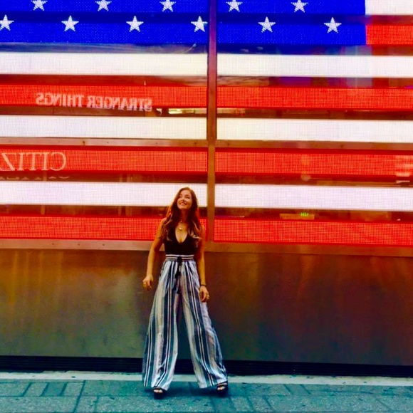 WIDE LEG PANTS TROUSERS STRIPED ARITZIA CLUB MONACO HELLO MOLLY OUTKAST TIGER - Picture 3 of 5